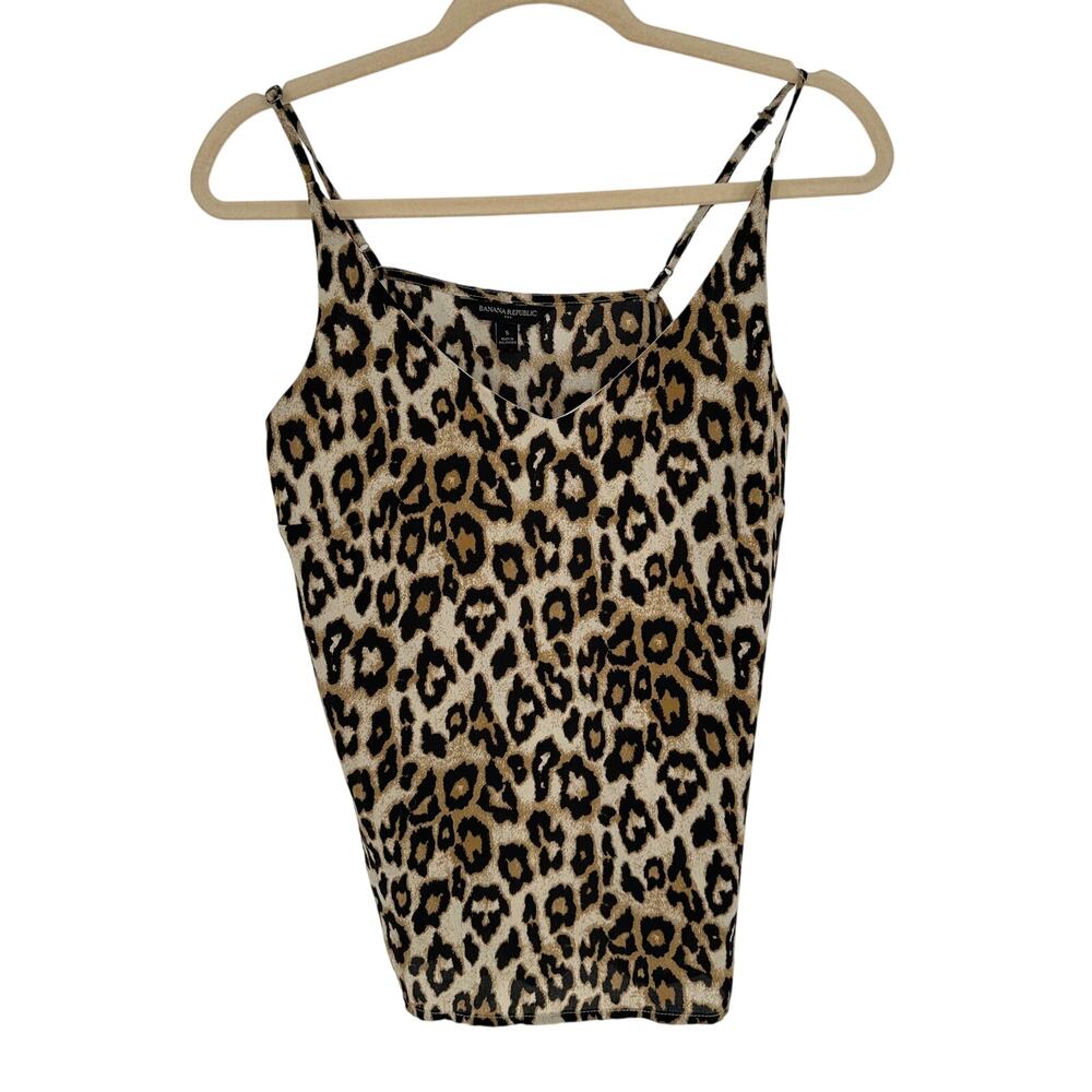 Banana Republic Top S Leopard Animal Print Sleeveless Camisole V Neck Tank Shell